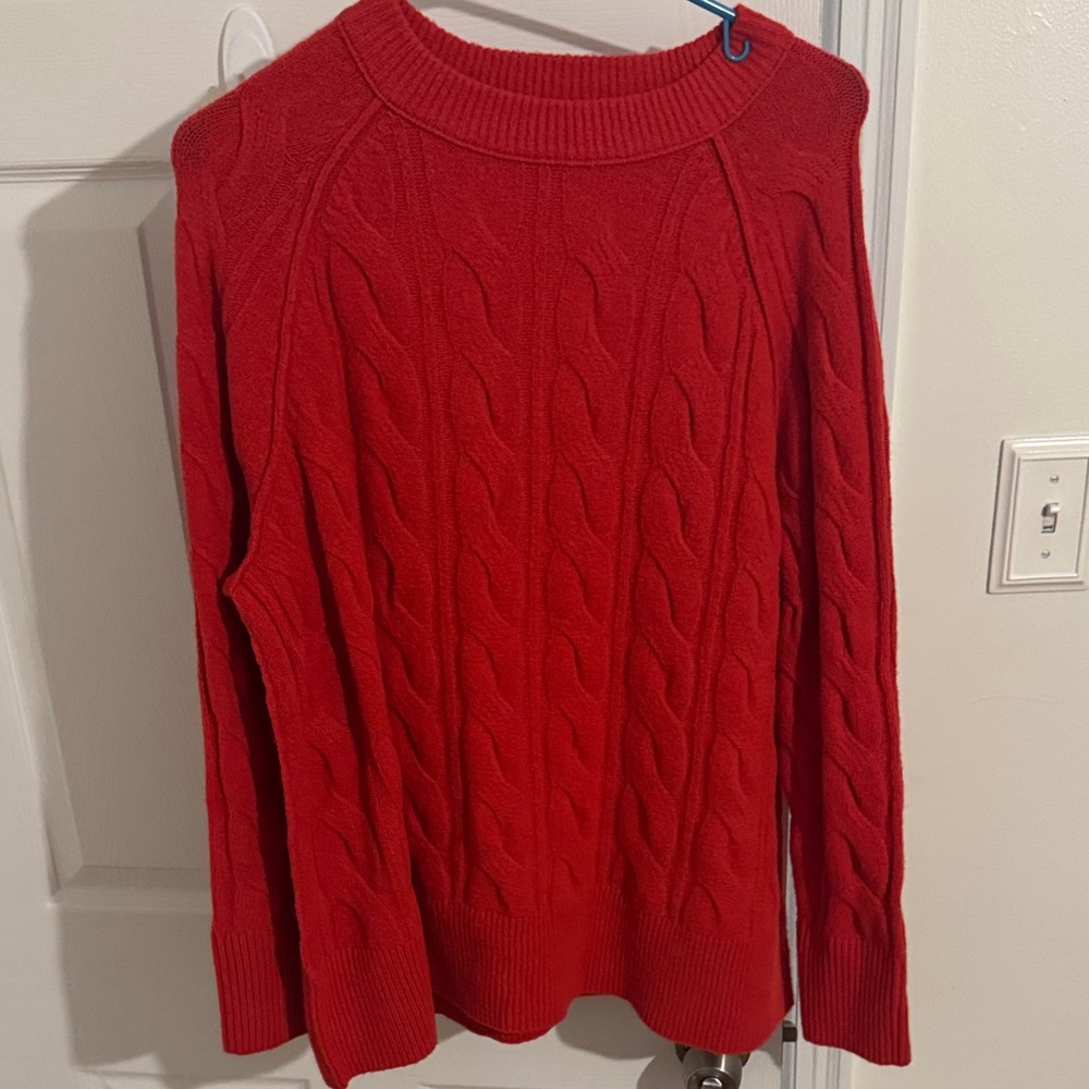 Aerie Vibrant Red Cable Knit Sweater